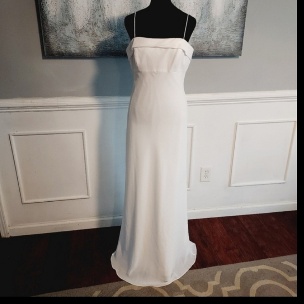 Michaelangelo White Maxi Gown/Dress Sz-8